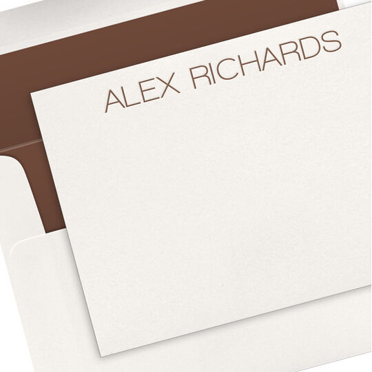 Modern Large Name Letterpress Flat Note Cards